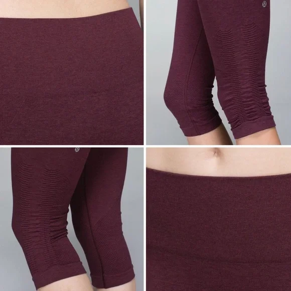 Lululemon In The Flow Crop II Heathered Bordeaux - Picture 2 of 9